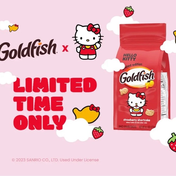 Pepperidge Farm Hello Kitty Strawberry Shortcake Limited Edition Goldfish 2 Bags - Picture 3 of 6